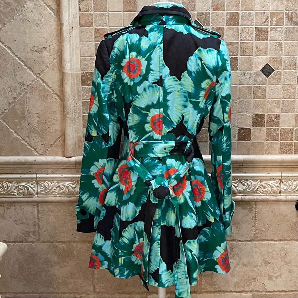 Banana Republic green floral trench coat - Picture 6 of 14